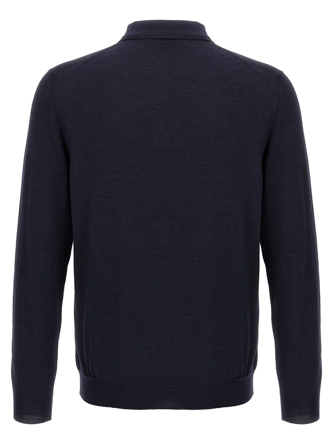 ZANONE Blaues Poloshirt aus reiner Schurwolle