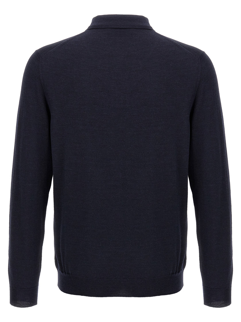 ZANONE Blaues Poloshirt aus reiner Schurwolle
