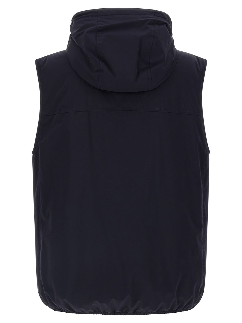Brunello Cucinelli Blaue Ärmellose Jacke aus Polyamid