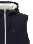 Brunello Cucinelli Blaue Ärmellose Jacke aus Polyamid