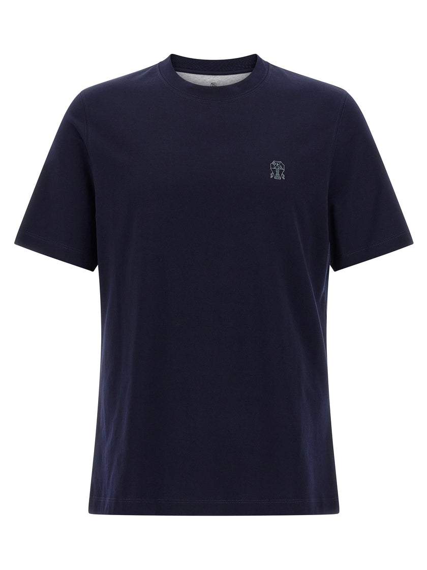 Brunello Cucinelli Blaues Baumwoll-T-Shirt