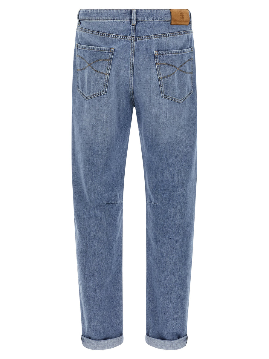 Brunello Cucinelli Blaue Jeans aus Baumwolle im geraden Schnitt