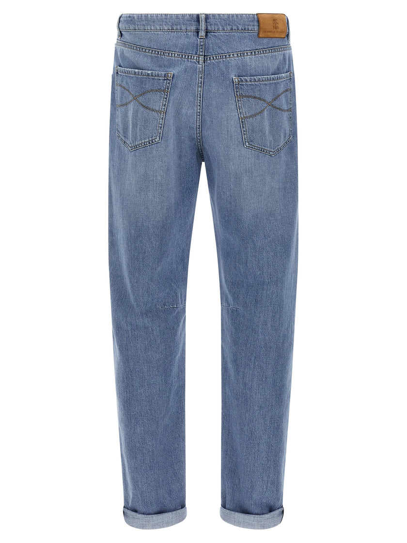 Brunello Cucinelli Blaue Jeans aus Baumwolle im geraden Schnitt