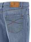 Brunello Cucinelli Blaue Jeans aus Baumwolle im geraden Schnitt