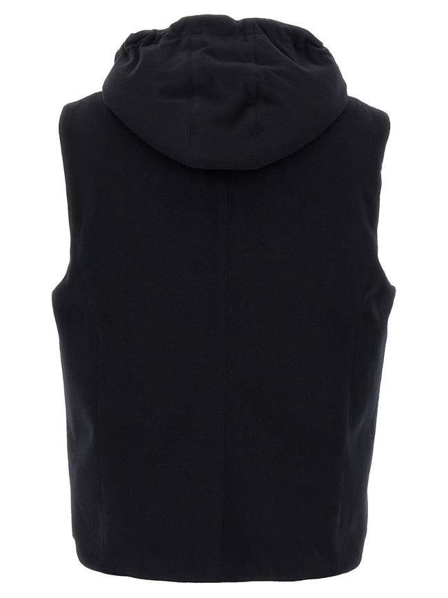 Brunello Cucinelli Ärmellose schwarze Wollweste