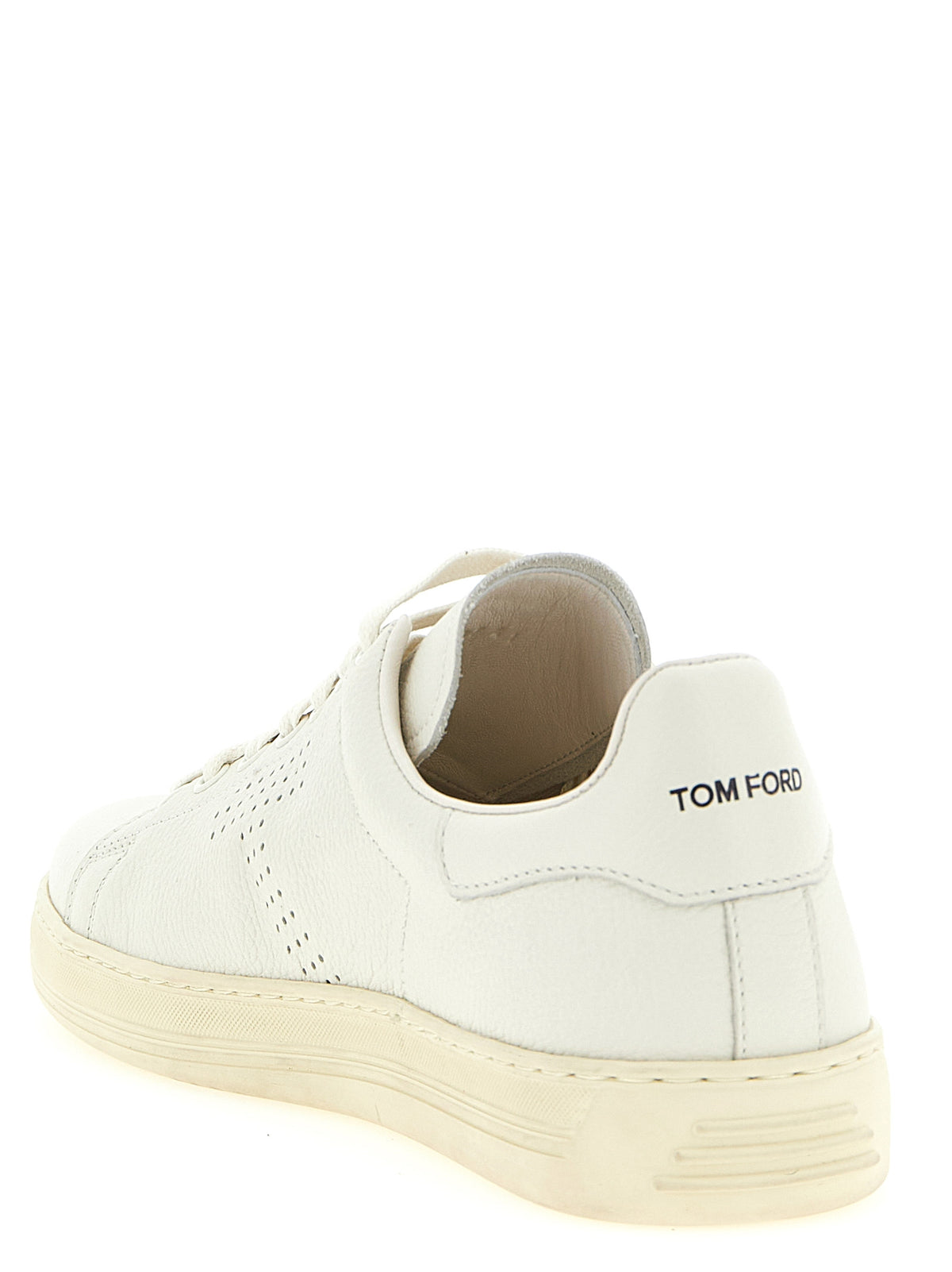 Tom Ford White Leather Low-Top Sneakers