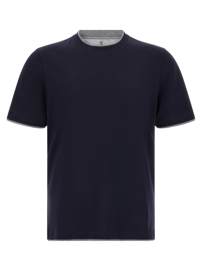 Brunello Cucinelli Blaues Baumwoll-T-Shirt