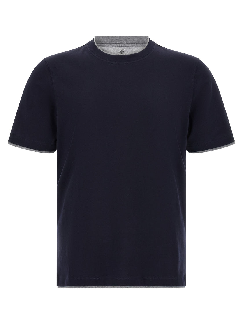 Brunello Cucinelli Blaues Baumwoll-T-Shirt