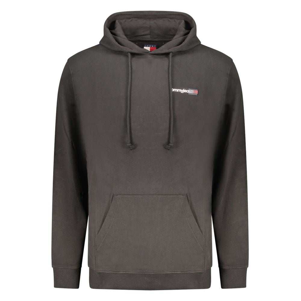 Tommy Hilfiger schwarzes Baumwoll-Sweatshirt mit Logo und zentraler Tasche