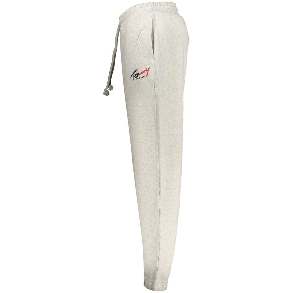 Tommy Hilfiger graue Baumwollhose mit elastischem Bund und Logo-Print