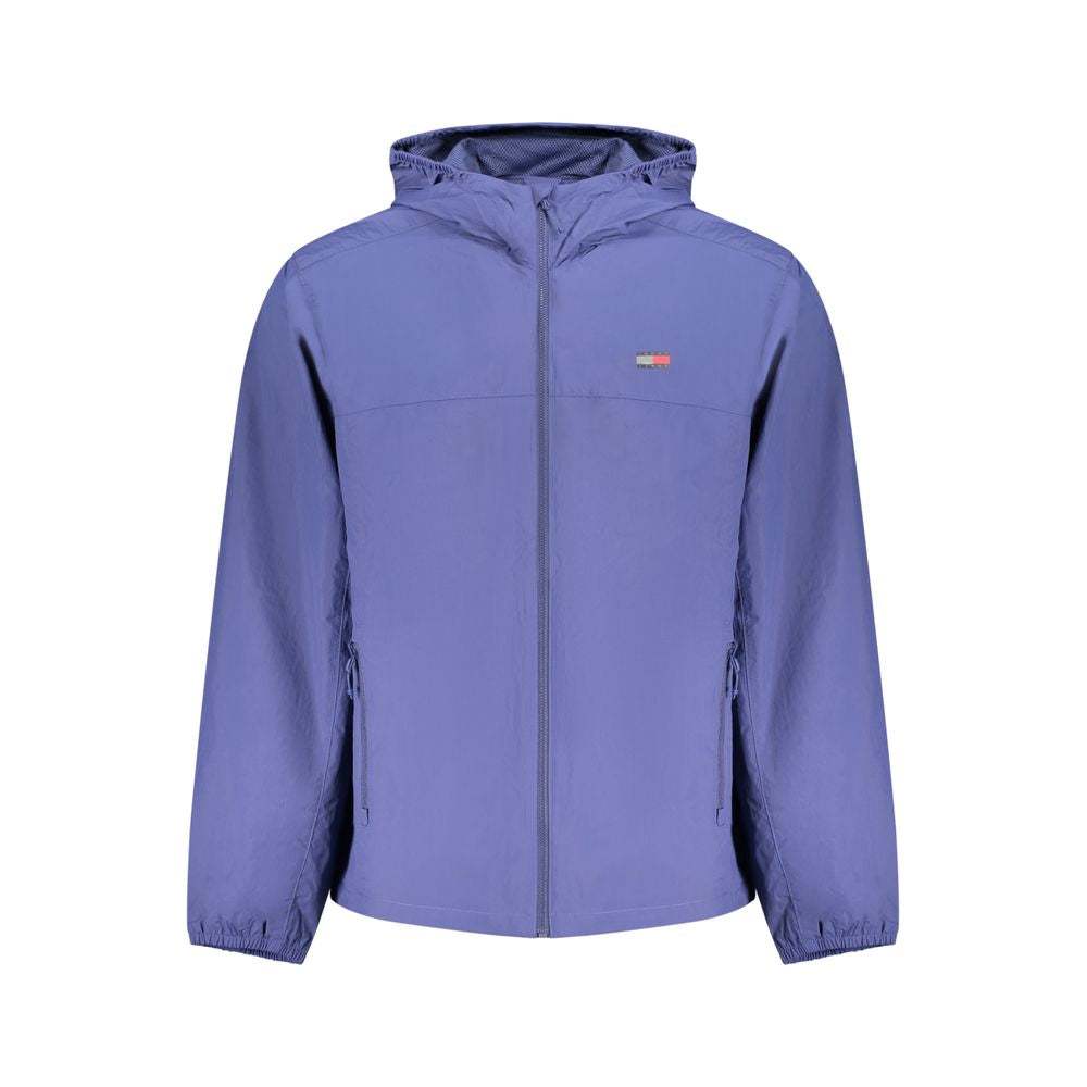 Tommy Hilfiger blaue Herrenjacke aus recyceltem Polyamid mit Kapuze und Außentaschen