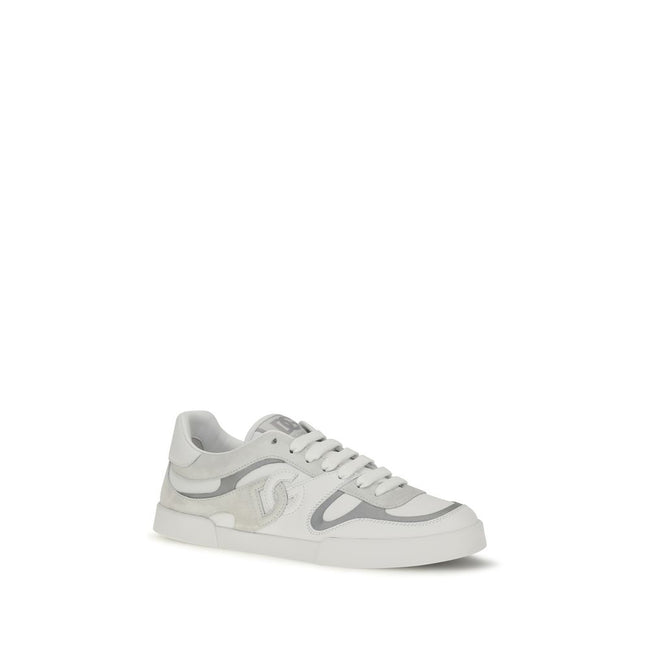 Dolce & Gabbana Weiße Low-Top-Sneaker aus Kalbsleder Bos Taurus