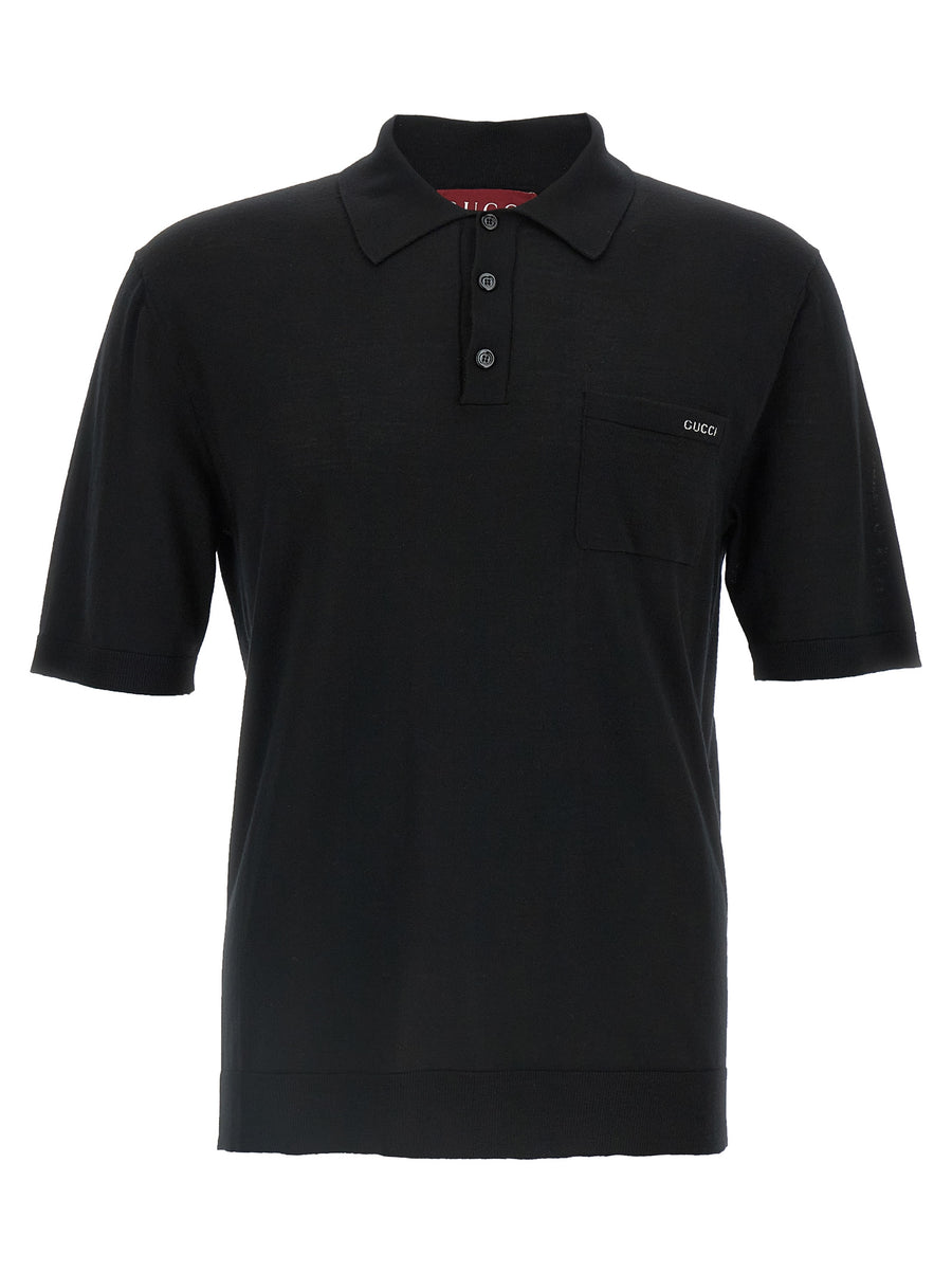 Gucci Black Wool Polo Shirt