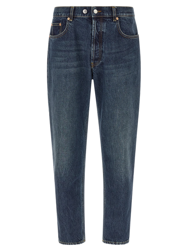 Department 5 Blue Cotton Jeans, Tapered Fit