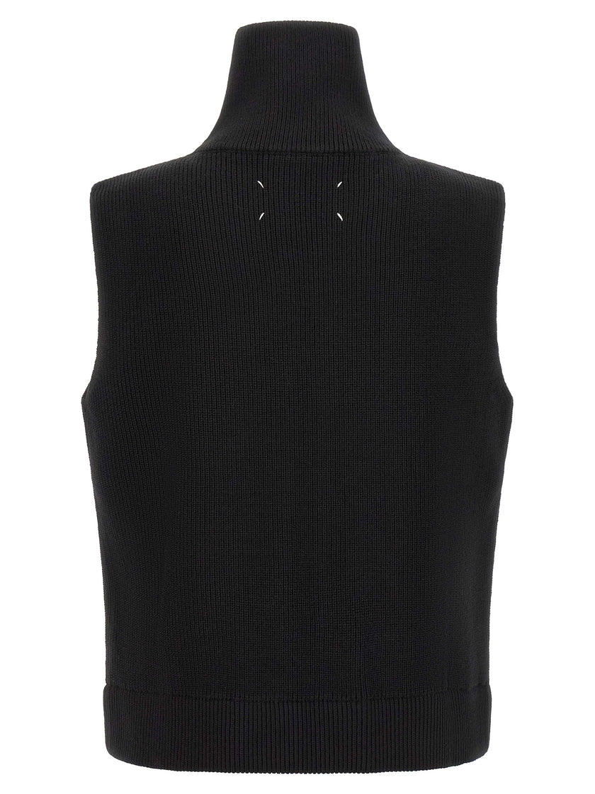 Maison Margiela Ärmelloser Pullover aus schwarzer Wolle