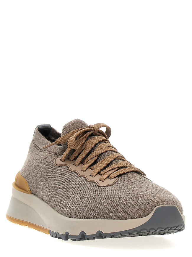 Brunello Cucinelli graue Low-Top-Sneaker aus Wolle