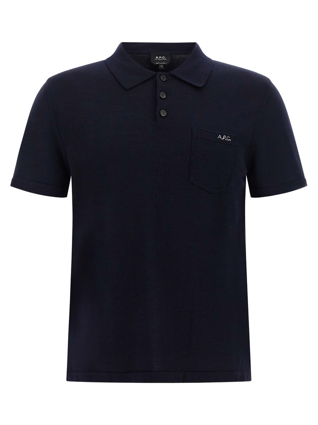 A.P.C. Blue Pure Virgin Wool Polo Shirt