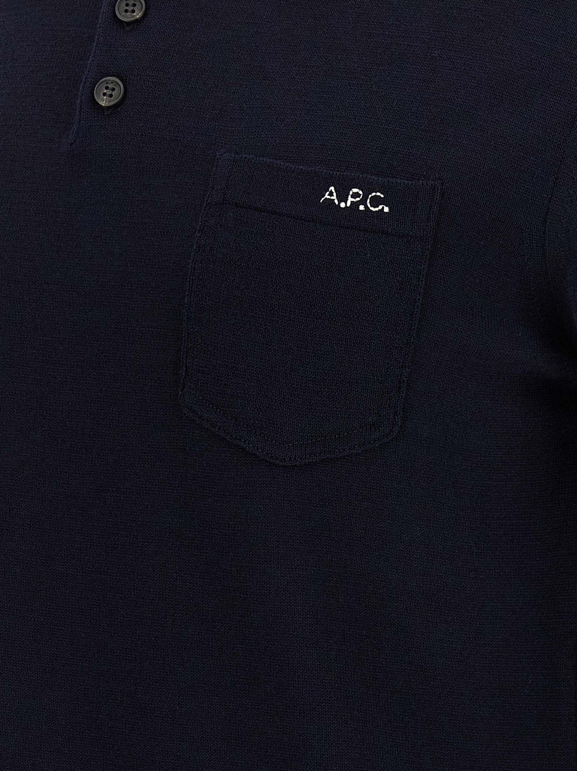 A.P.C. Blaues Poloshirt aus reiner Schurwolle