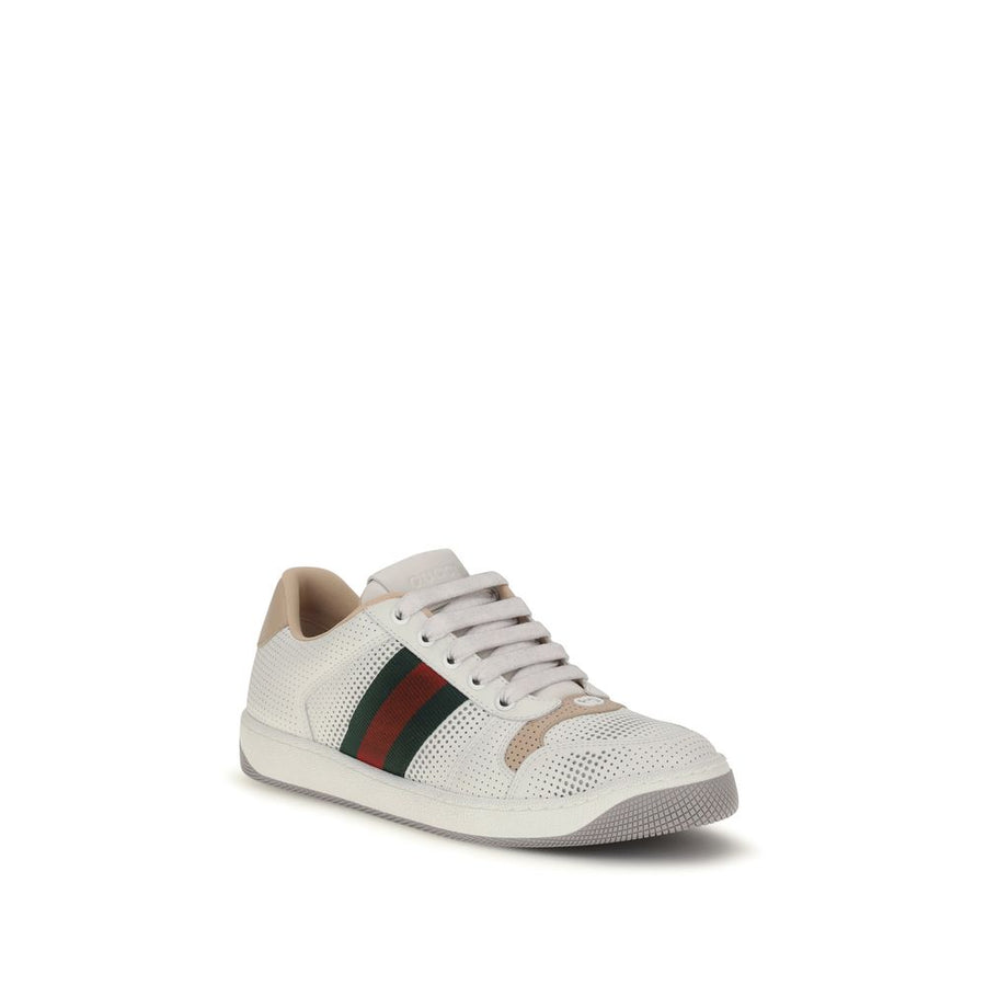 Gucci White Calfskin Bos Taurus Athletic Sneakers
