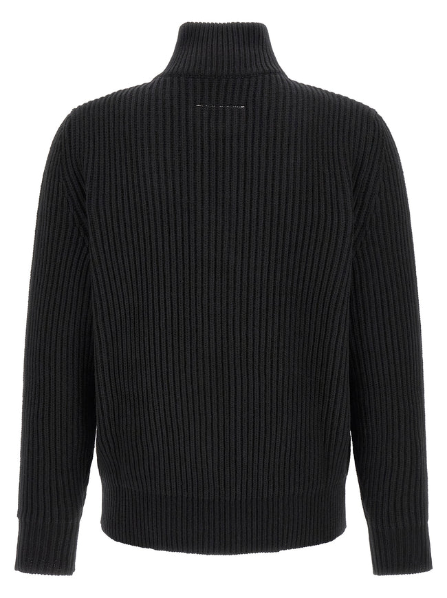 MM6 Maison Margiela Schwarze Wolljacke in voller Länge