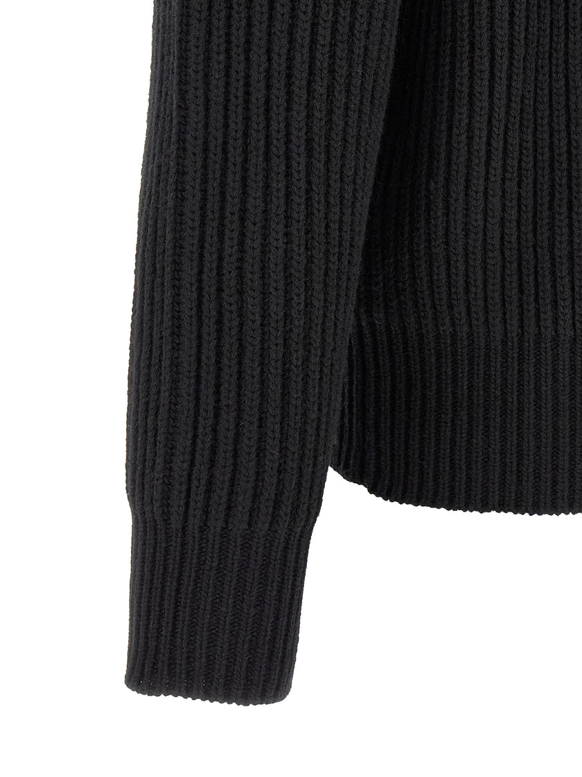 MM6 Maison Margiela Schwarze Wolljacke in voller Länge