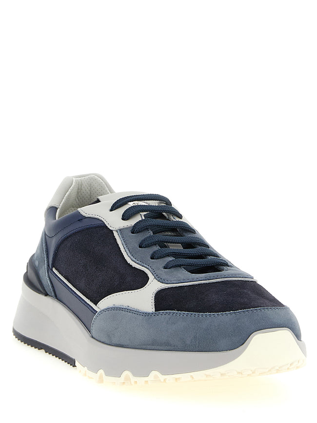 Brunello Cucinelli Blaue Sneaker aus Kalbsleder im Athletic-Stil