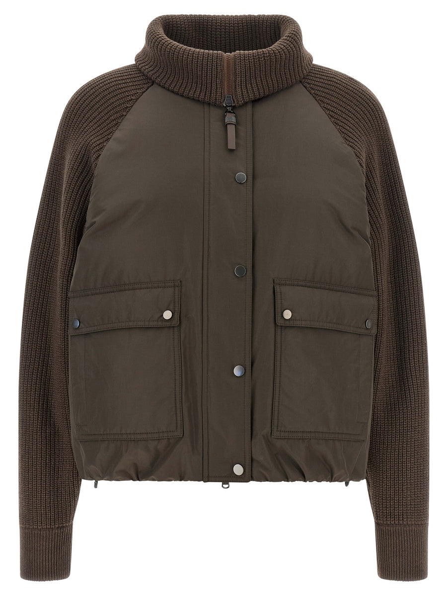 Brunello Cucinelli Braune Baumwolljacke in voller Länge