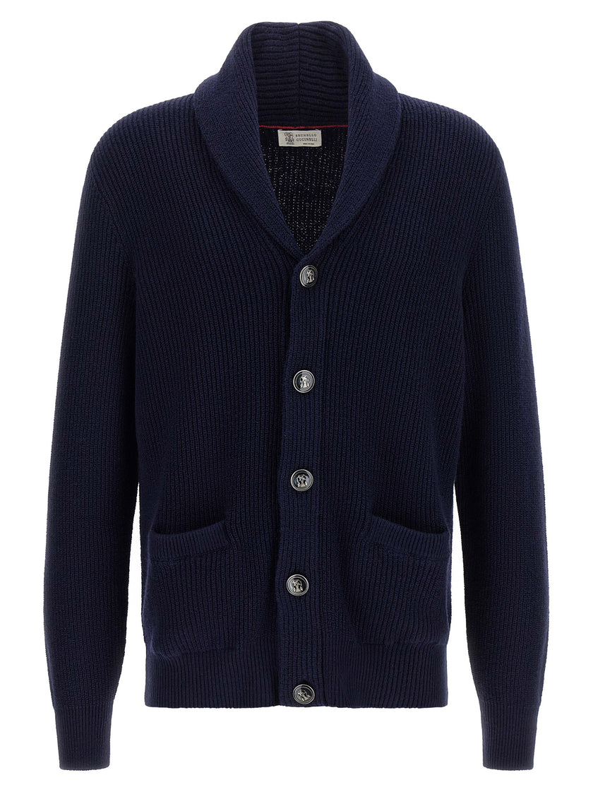 Brunello Cucinelli Blauer Baumwollcardigan