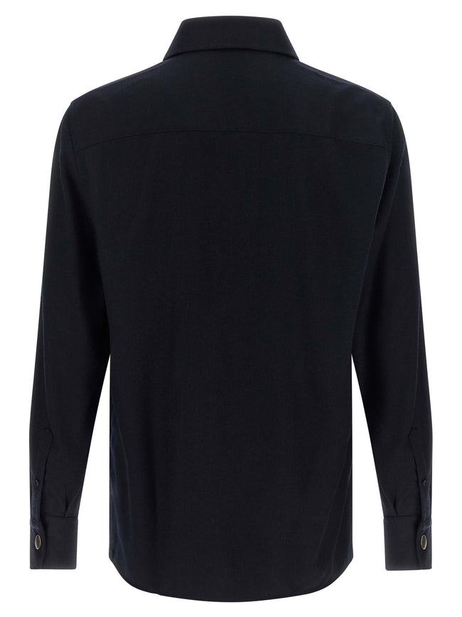 Brunello Cucinelli Blouse in Blue Virgin Wool