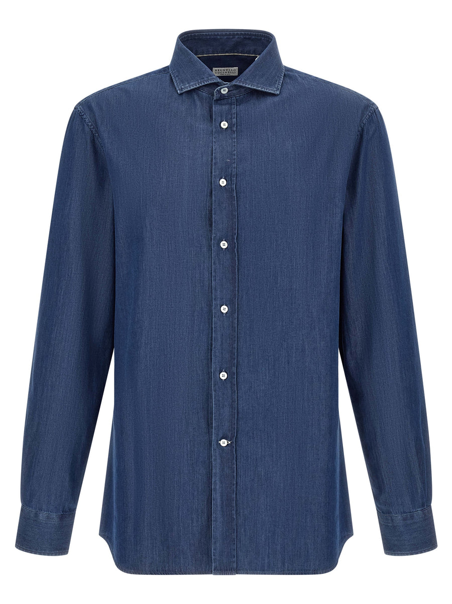 Brunello Cucinelli Blaue Baumwollbluse