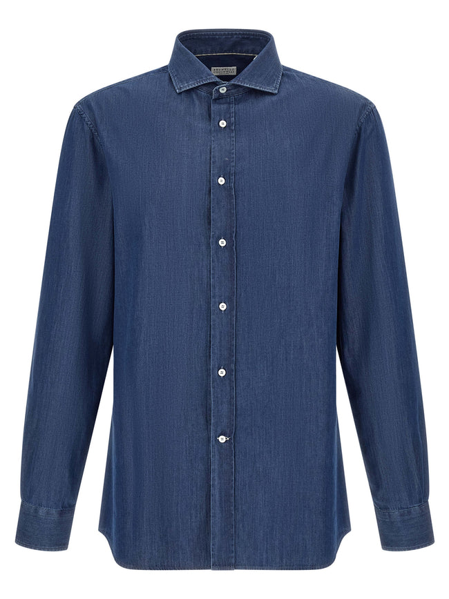 Brunello Cucinelli blaue Baumwollbluse