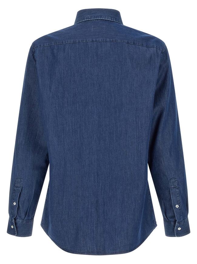 Brunello Cucinelli blaue Baumwollbluse