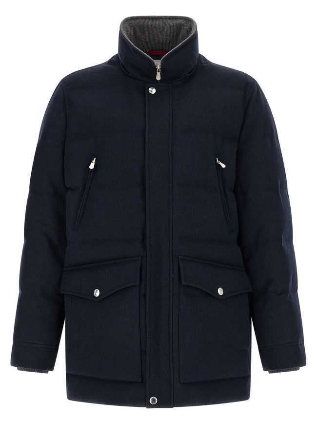 Brunello Cucinelli Blauer Wollparka