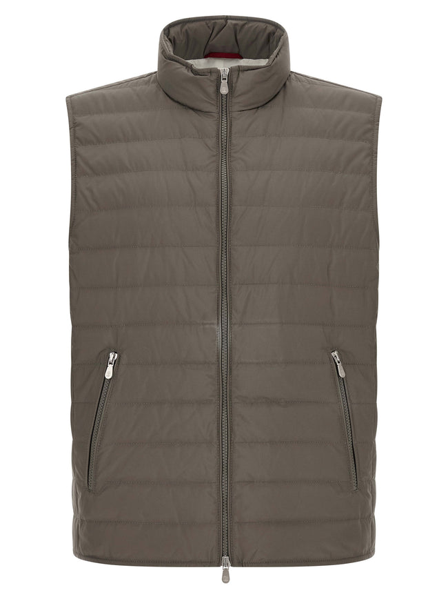 Brunello Cucinelli Sleeveless Two-Tone Polyester Jacket