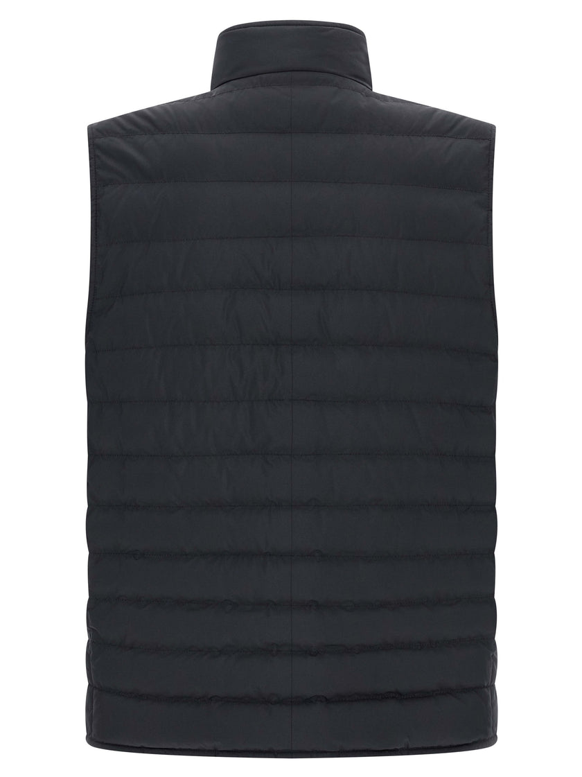 Brunello Cucinelli Ärmellose blaue Jacke aus Polyester