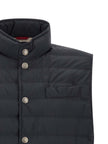 Brunello Cucinelli Ärmellose blaue Jacke aus Polyester