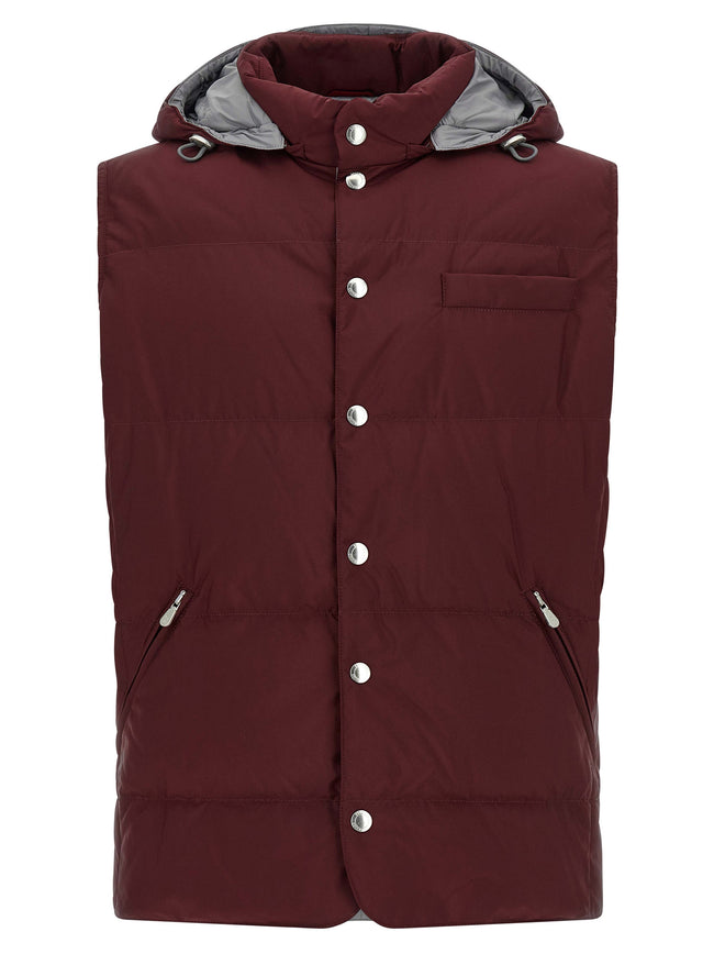 Brunello Cucinelli Sleeveless Jacket in Bordeaux Polyester