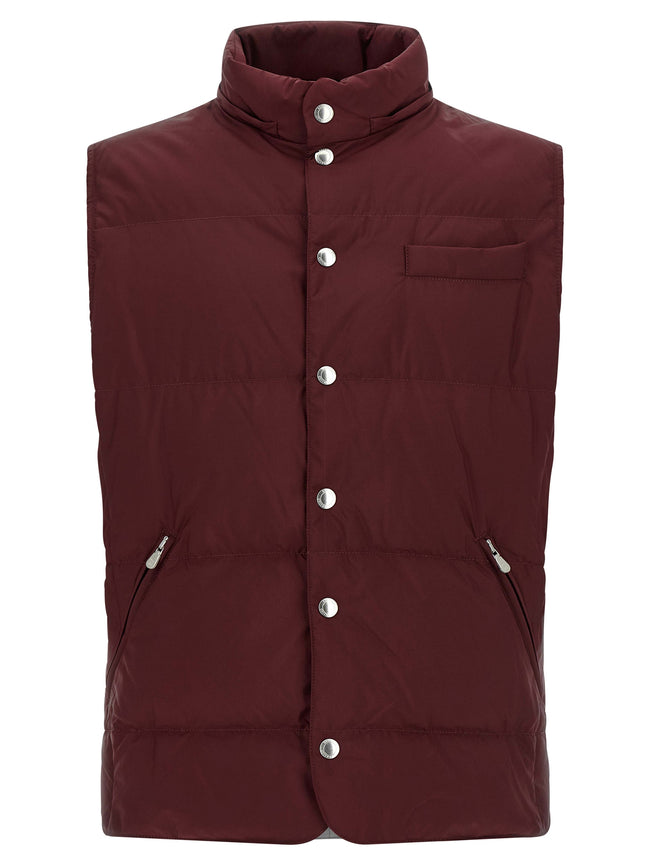 Brunello Cucinelli Sleeveless Jacket in Bordeaux Polyester