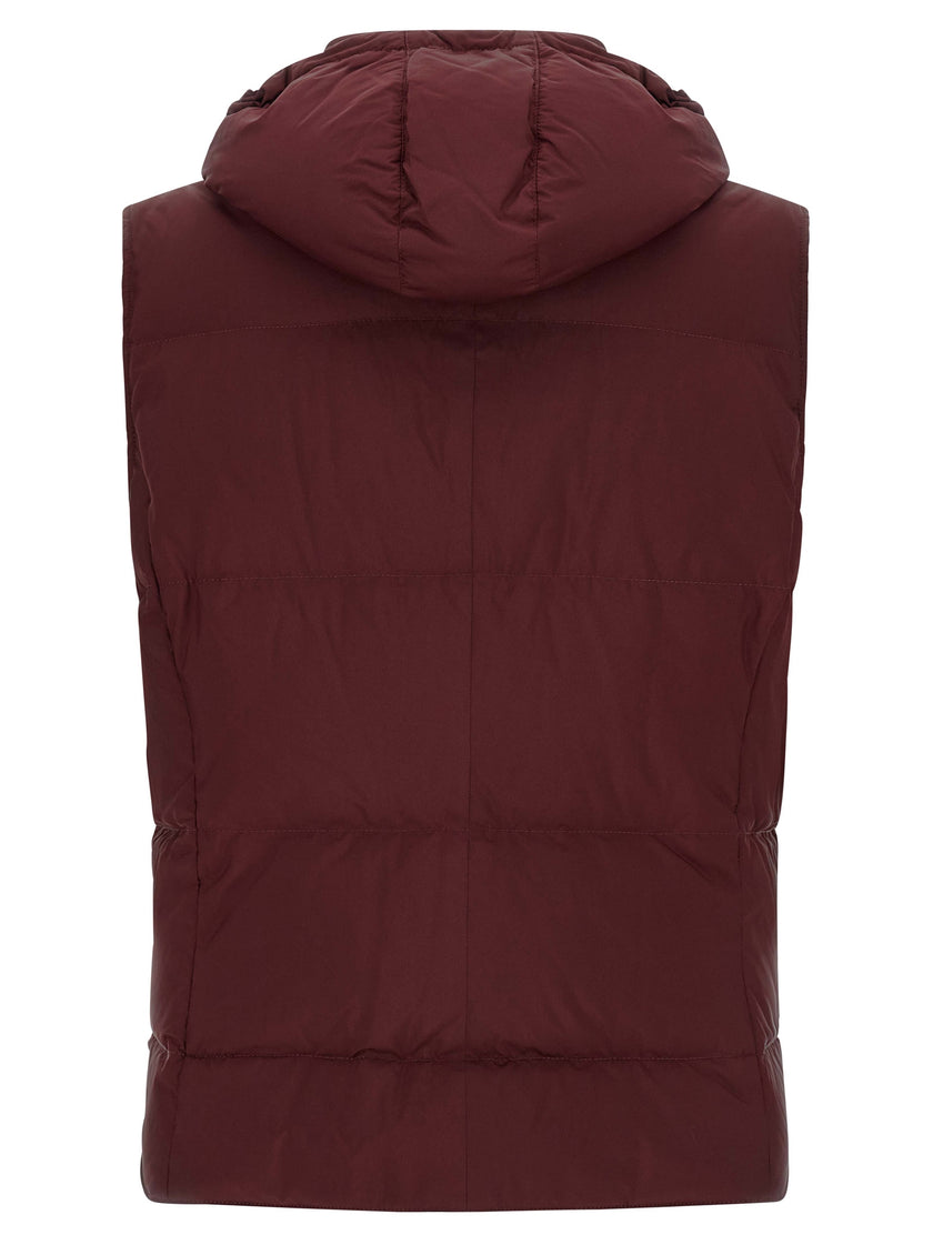 Brunello Cucinelli Ärmellose Jacke in Bordeaux aus Polyester