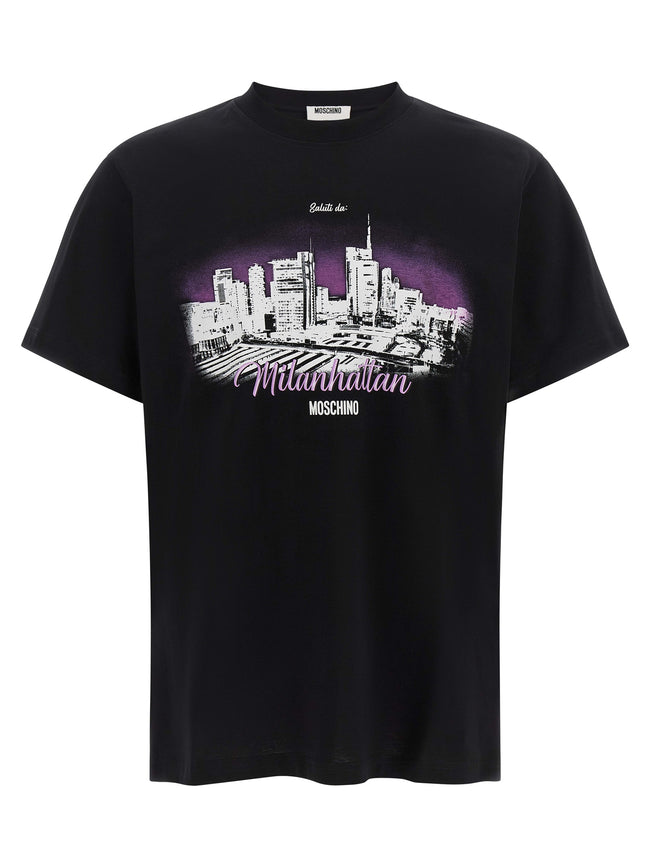 Moschino Schwarzes Baumwoll-T-Shirt