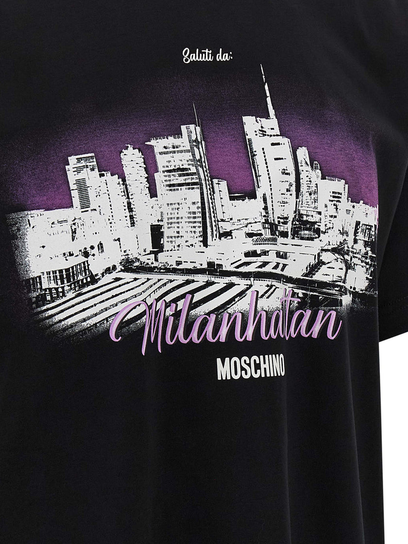 Moschino Schwarzes Baumwoll-T-Shirt