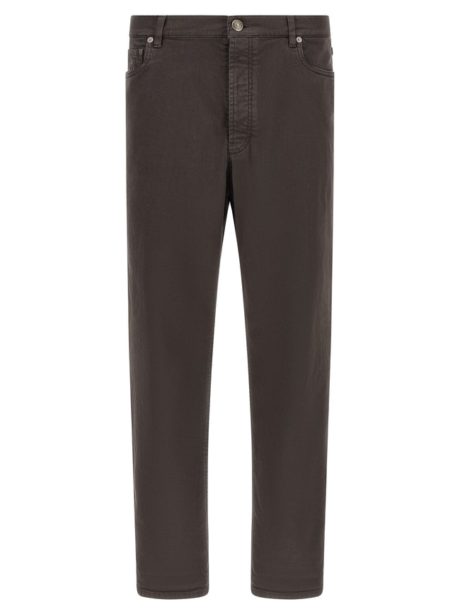 Brunello Cucinelli braune Jeans aus Baumwolle mit geradem Bein