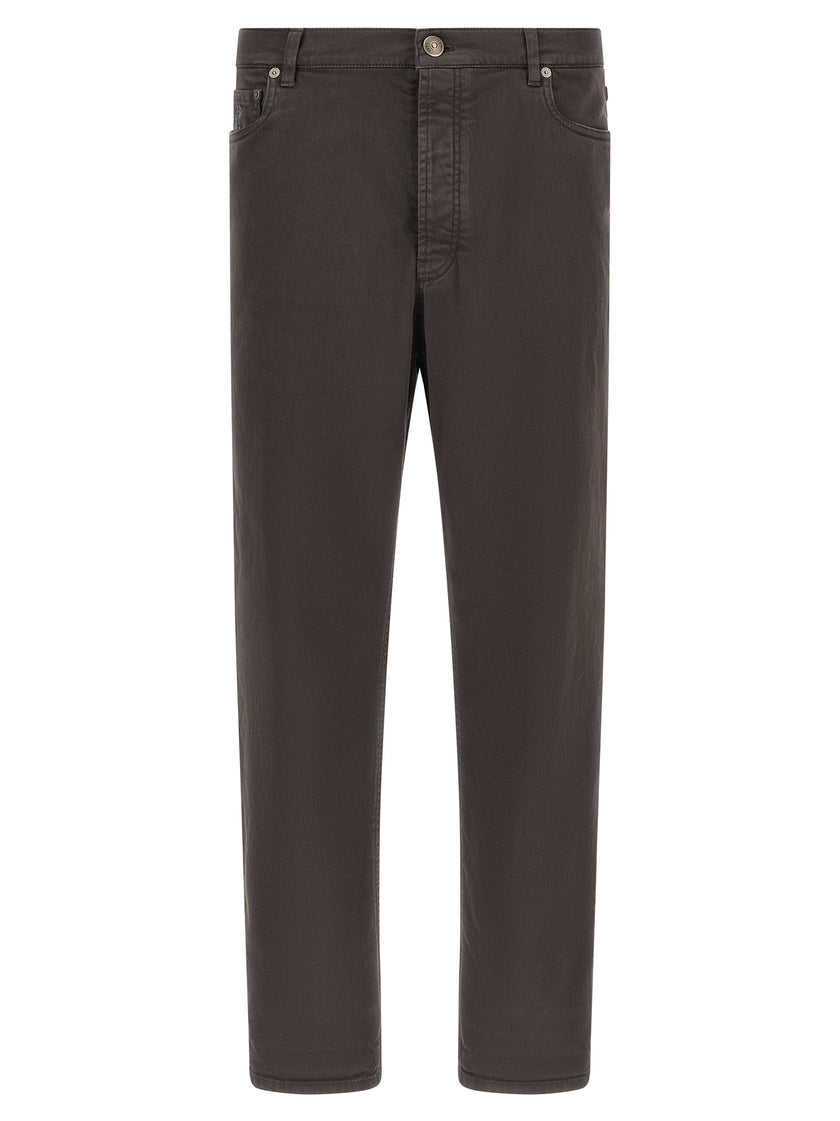Brunello Cucinelli Braune Baumwolljeans mit geradem Bein