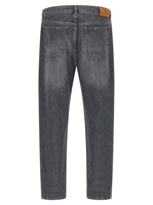 Brunello Cucinelli graue Jeans aus Baumwolle im geraden Schnitt