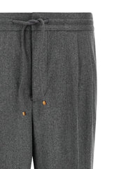 Brunello Cucinelli graue Hose aus reiner Schurwolle mit elastischem Bund und Kordelzug