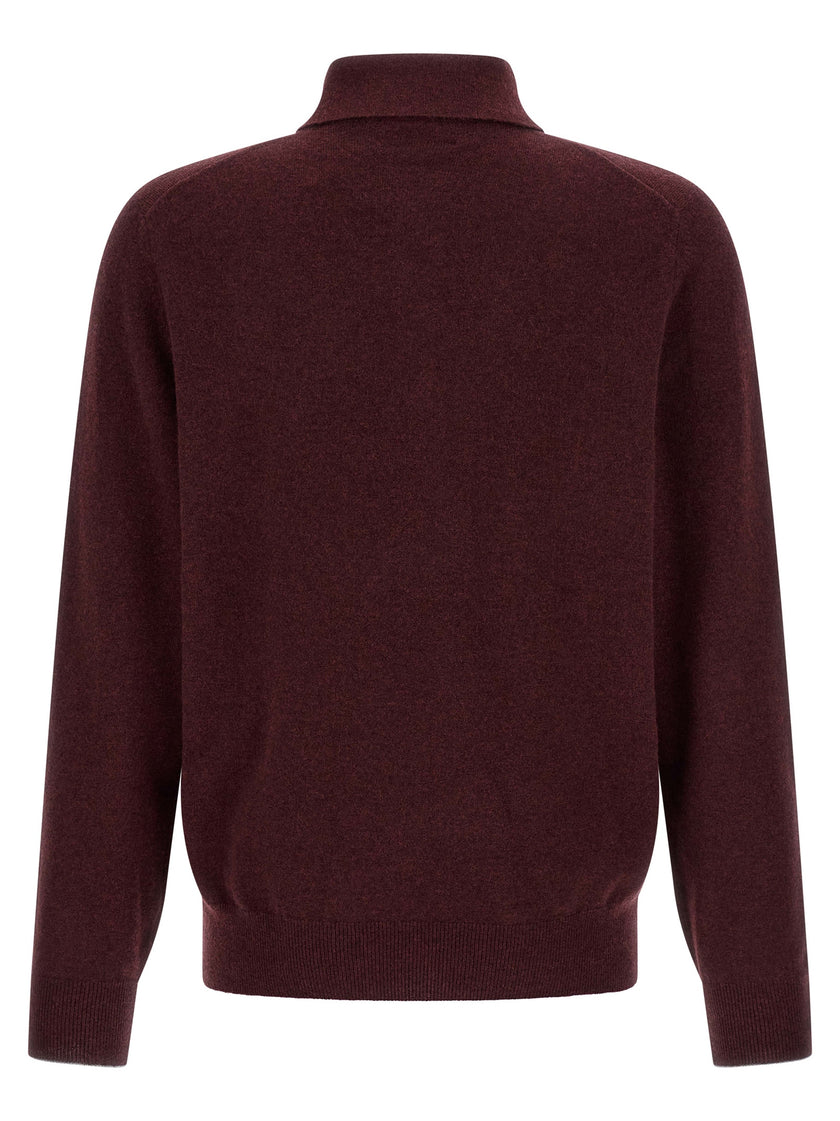 Brunello Cucinelli Bordeaux Kaschmir Poloshirt
