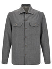 Brunello Cucinelli Graue Bluse aus reiner Schurwolle