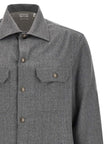 Brunello Cucinelli Graue Bluse aus reiner Schurwolle