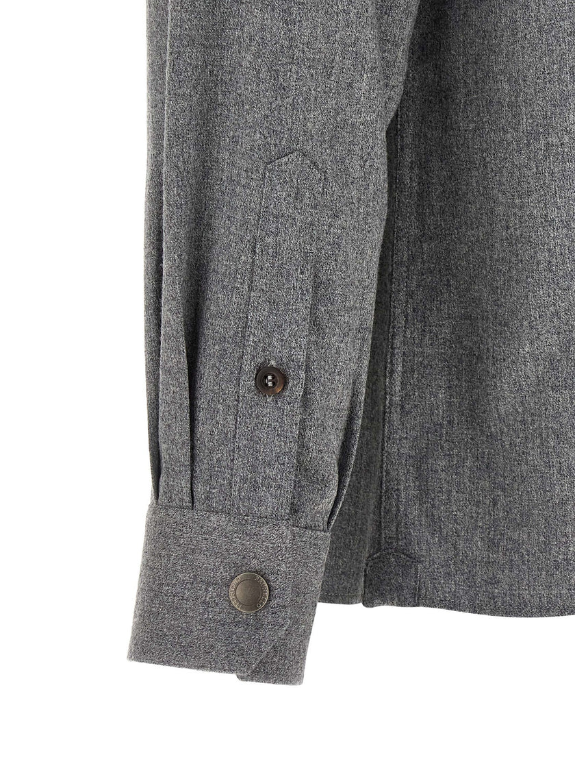 Brunello Cucinelli Graue Bluse aus reiner Schurwolle