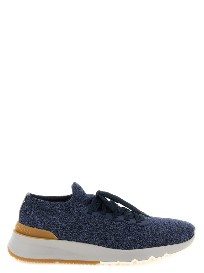 Brunello Cucinelli blaue Sneaker aus Wolle im Athletic-Stil